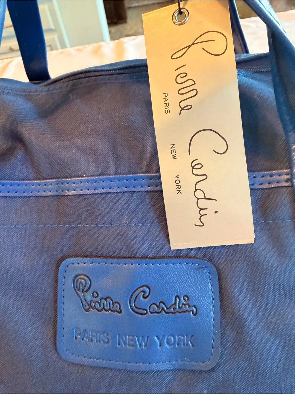 Vintage 1970s RARE NWT Pierre Cardin Blue Canvas Round Tote Duffle Bag